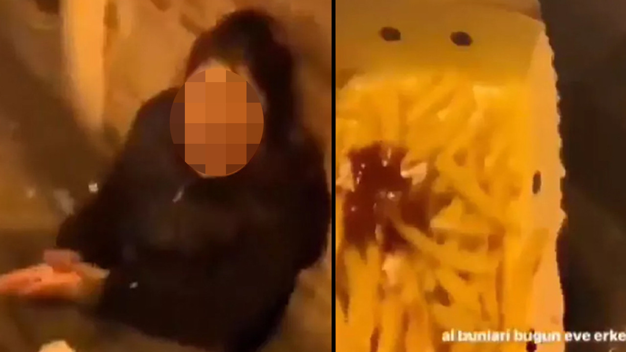 Sosyal medya bu videoyu konuşuyor! Kaldırımdaki kız çocuğuna patates fırlatıp kaçtı