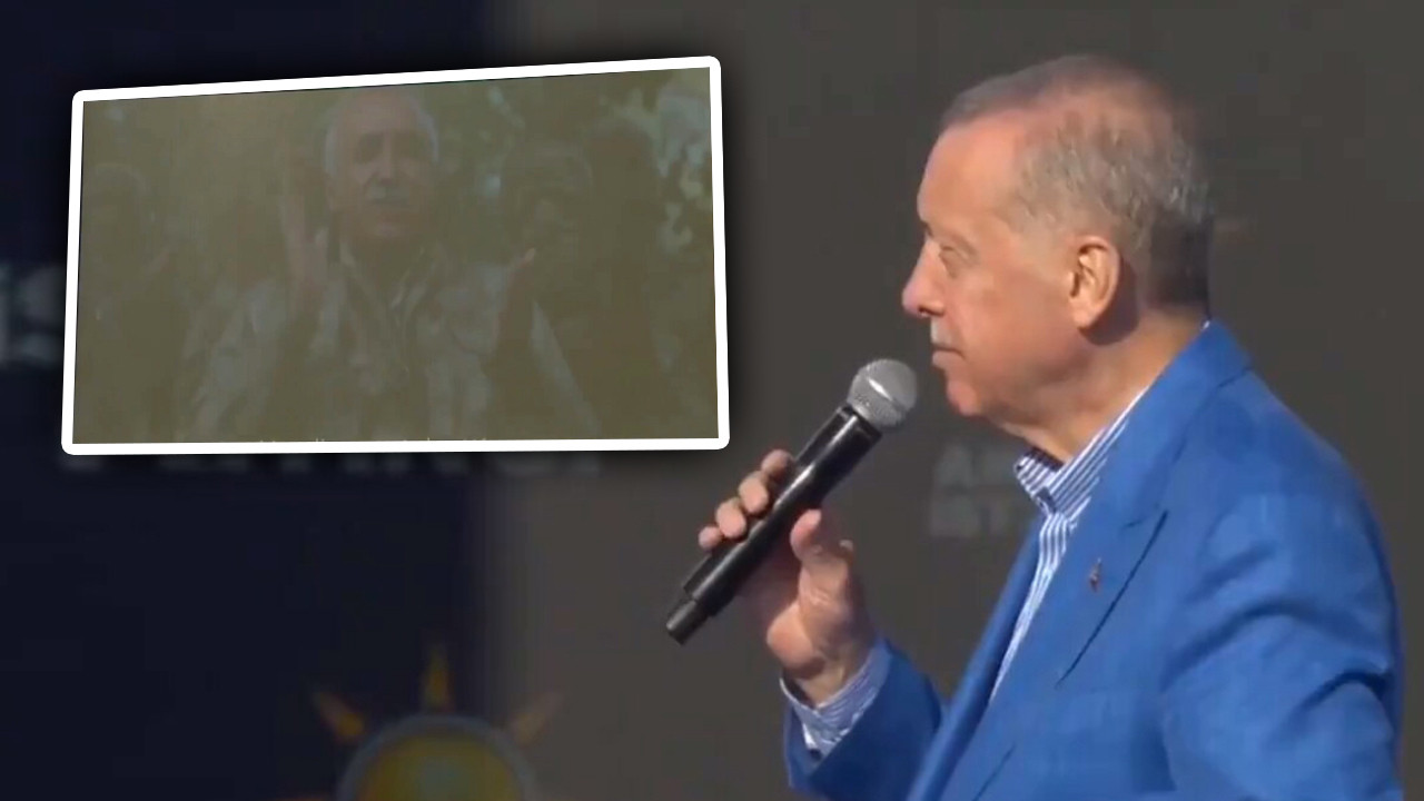 Erdoğan'ın İstanbul mitinginde Murat Karayılan montajlı Kılıçdaroğlu videosu
