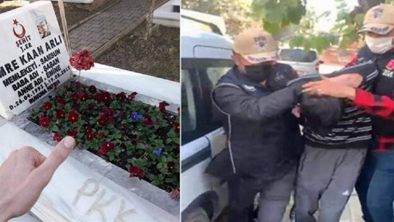 Şehit mezarına PKK yazmıştı, cezası belli oldu