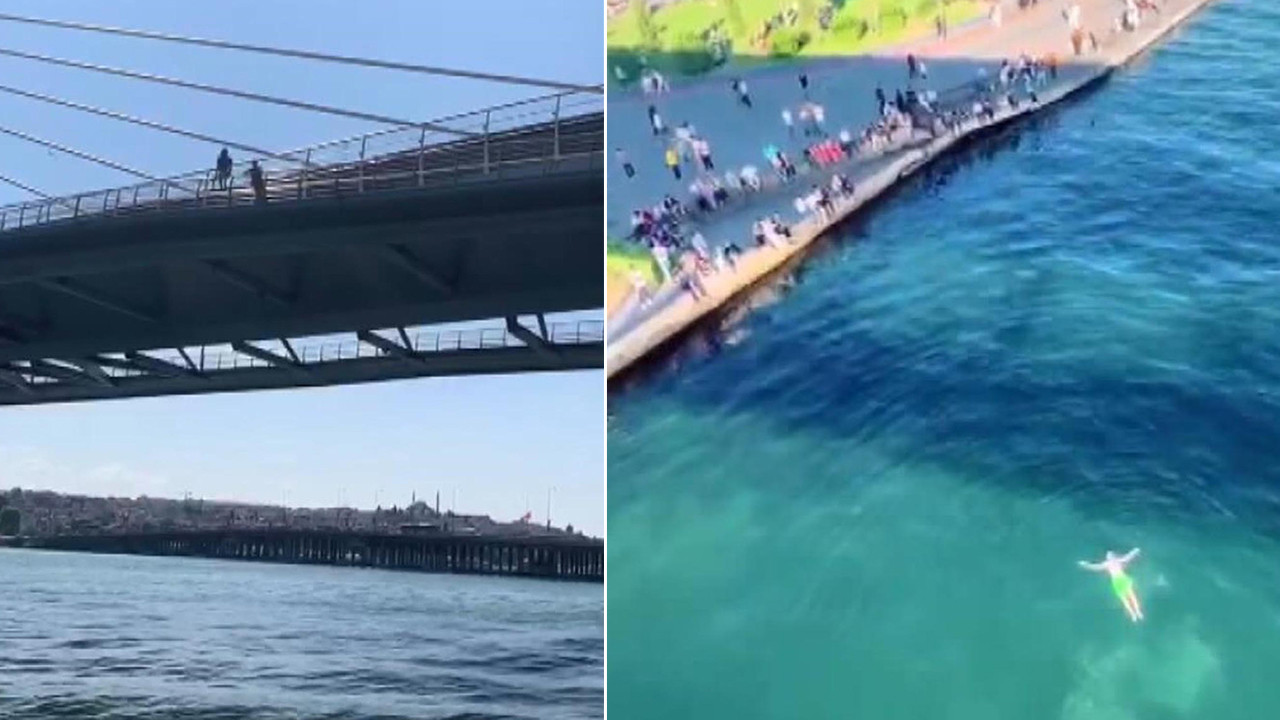 İstanbul'da ölümüne eğlence! Köprüden denize atladılar