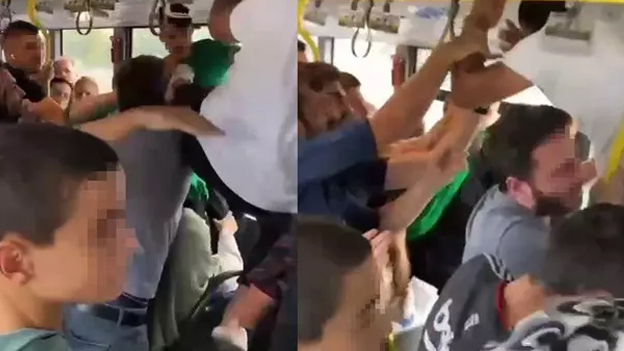 Metrobüste yer verme kavgası: Uçan tekmeler havada uçuştu