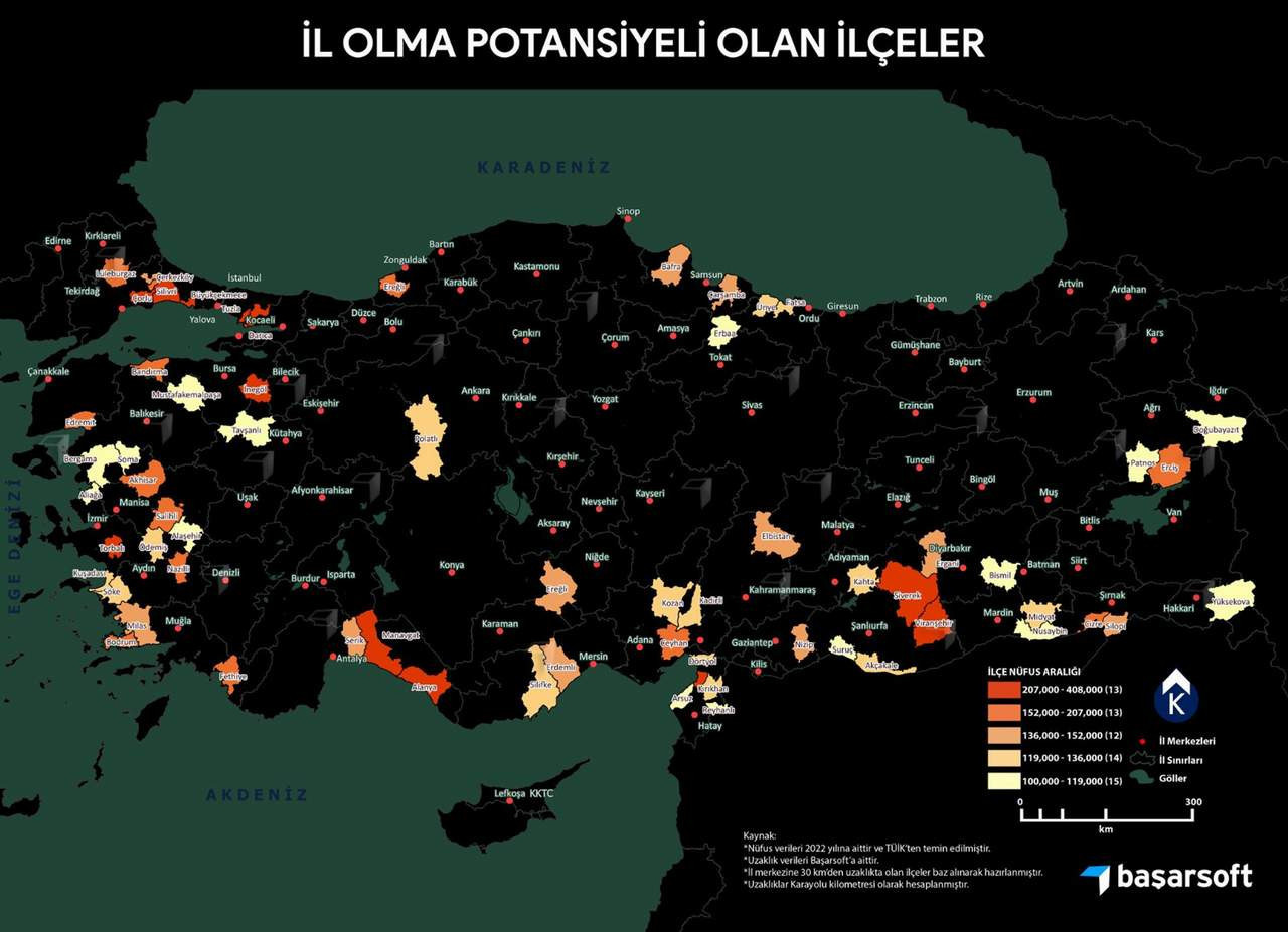 AK Parti iktidarının yerel seçimler öncesi "müjdesi"ne hazırlandığı 67 yeni il projesinin detayları belli olmaya başladı. İşte masadaki il olabilecek 67 ilçe...