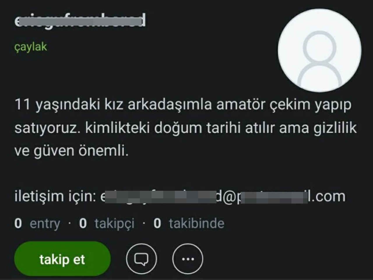 Ekşi Sözlük'te bir kullanıcı pedofili görüntüler paylaşıp sattığını duyurdu. Skandal paylaşım sonrasında EkşiSözlük yazarları ayaklandı.