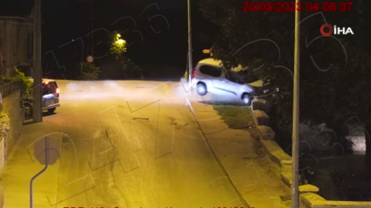Polisten kaçan aracın uçtuğu anlar kamerada