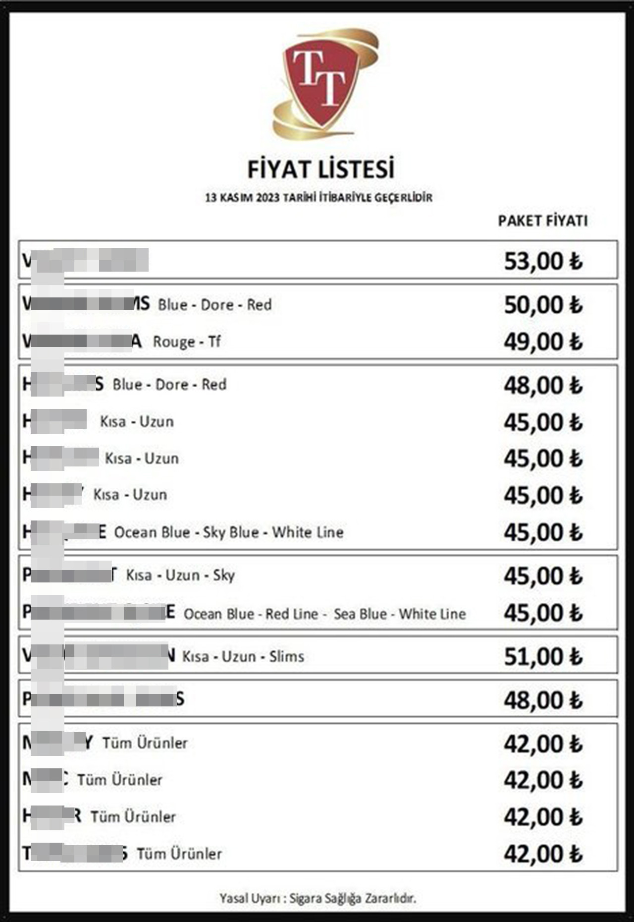 Sigara şirketleri birbiri ardına fiyat artışına giderken, zam furyasına son olarak T&T grubu katıldı. Grubun sigaralarında en ucuzu 42, en pahalısı ise 53 TL'ye yüksedi.