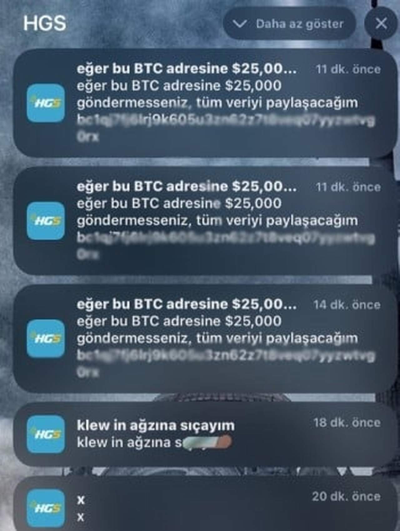 PTT'nin Hızlı Geçiş Sistemi (HGS) uygulaması, siber saldırıya uğradı. Binlerce kullanıcı, uygulamadan aldıkları bildirimlerde hakaret içeren ifadelerle karşılaştı.