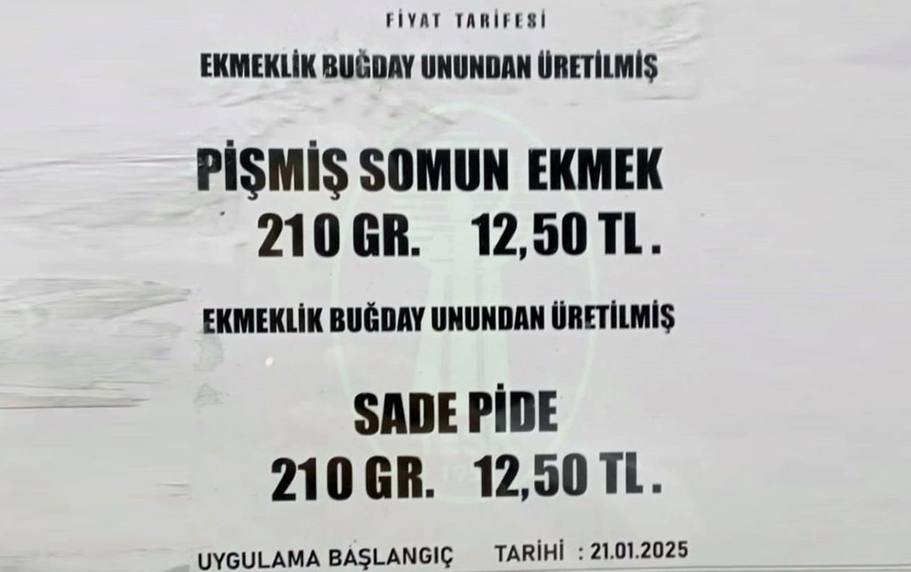 2025 yılı zam yağmuru olup üstümüze yağmaya devam ediyor. Adana'da 210 gram somun ve pide ekmeğin fiyatı 12,5 lira oldu.
