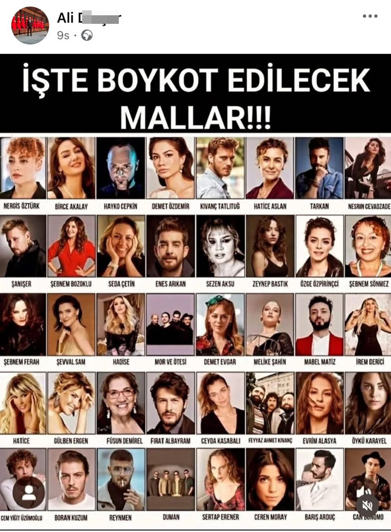 31 Mart 2024 yerel seçimlerinde AK Parti'den belediye başkan adayı olan, Çine Gençlik ve Spor Müdürü Ali Dinçer sosyal medya hesabı üzerinden skandal bir paylaşıma imzasını atarak, tam 40 ünlü ismin fotoğraflarını ve isimlerini yayınlayarak "işte boykot edilecek mallar" yazdı...