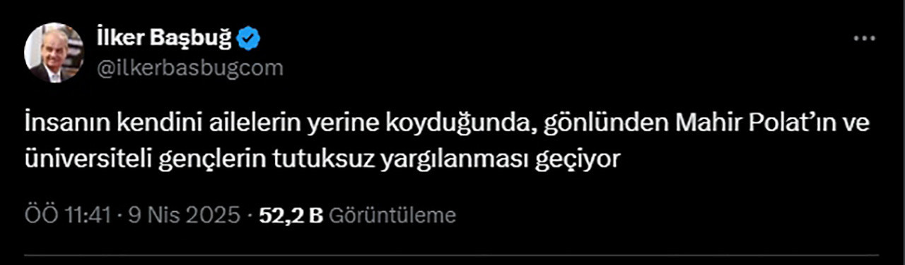 Eski Genelkurmay Başkanı İlker Başbuğ, Ekrem İmamoğlu'nun tutuklanması sonrası sessizliğini bozdu. Ancak Başbuğ'un sözlerine sosyal medyada tepki yağdı.