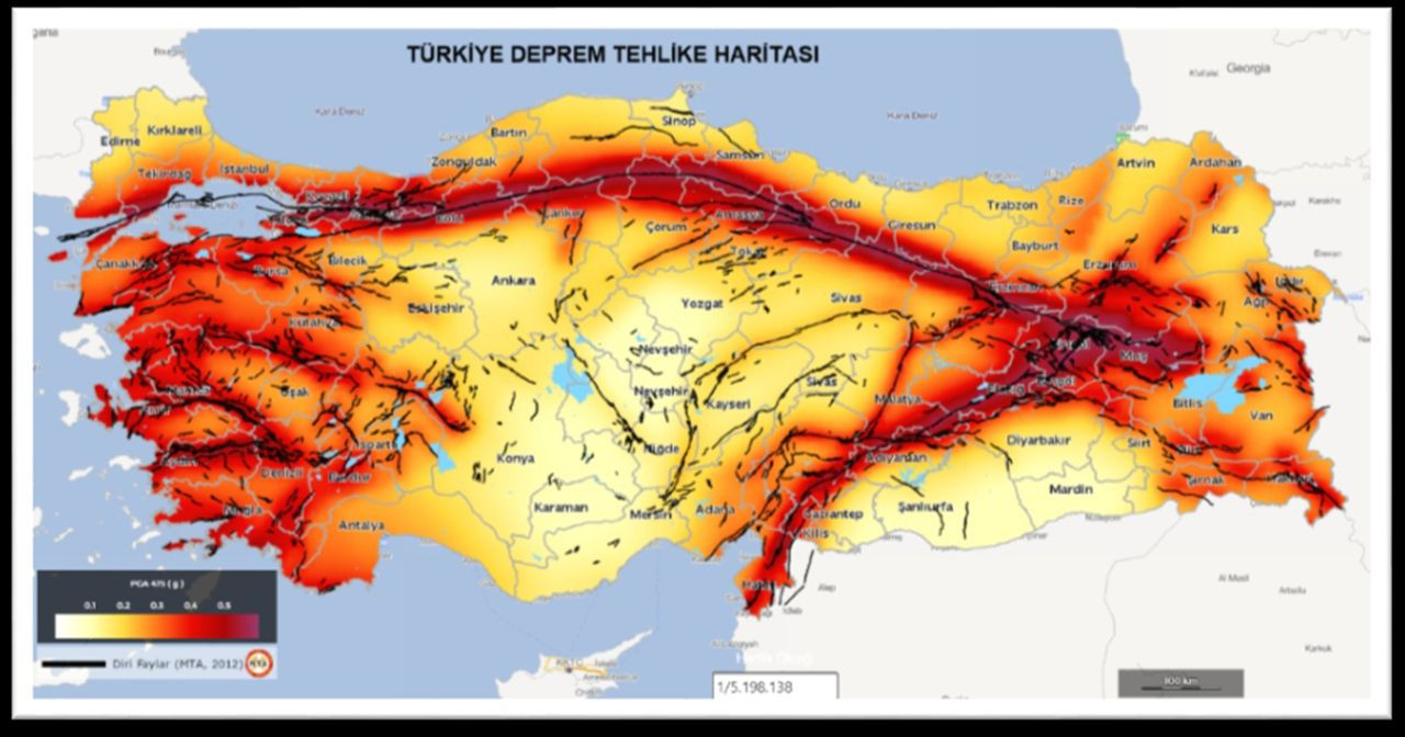 Türkiye'nin güncellenmiş son aktif fay hatları haritası