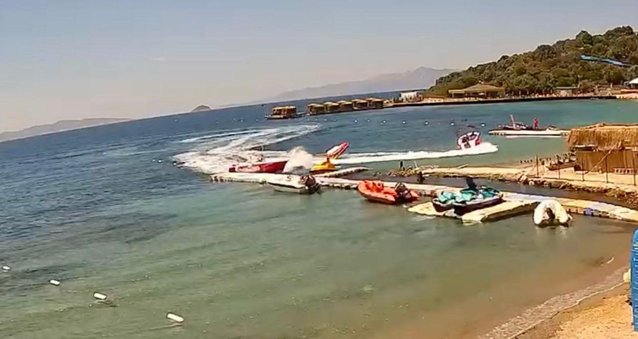 Bodrum'da yabancı turistler denizde kabusu yaşadı: Korkunç kaza kamerada