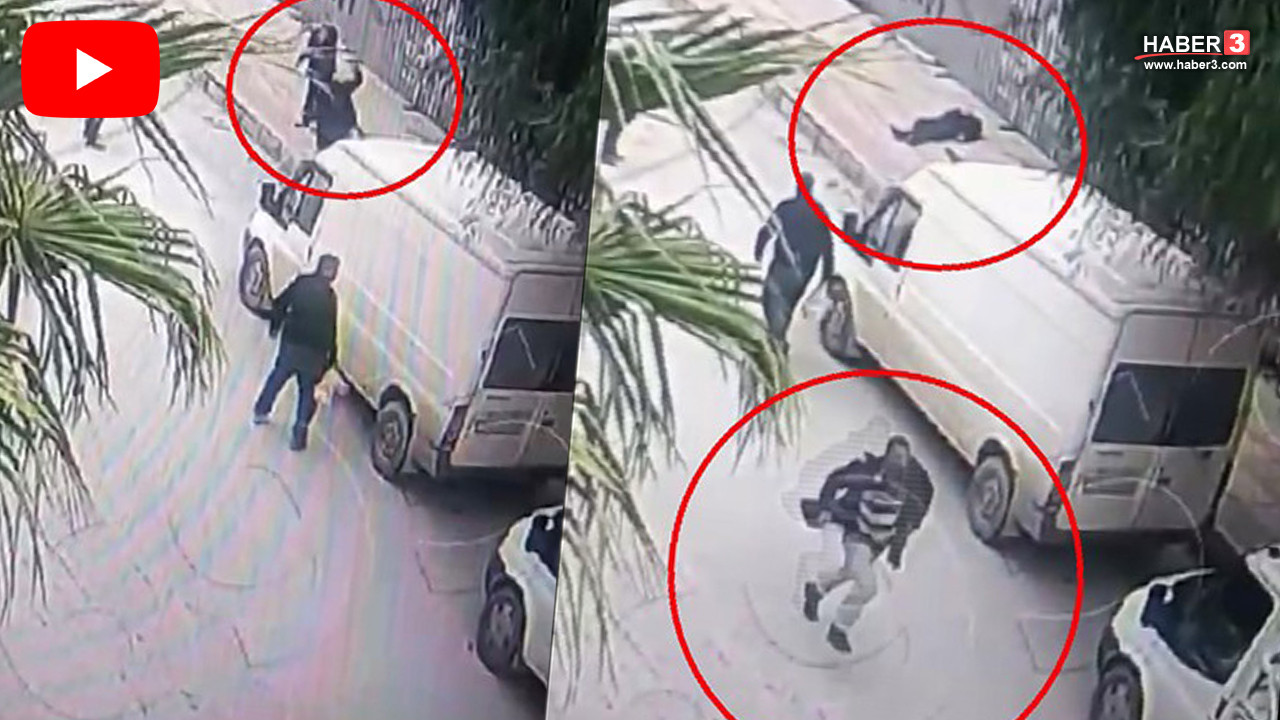 Hatay'da parke taşı ile işlenen cinayet sonrası güvenlik kamerası görüntüsü.