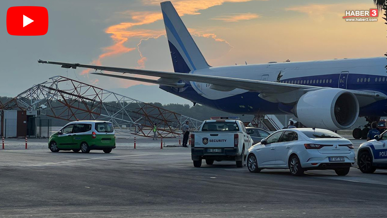 Antalya Havalimanı'nda radar direğine çarpan THY uçağı