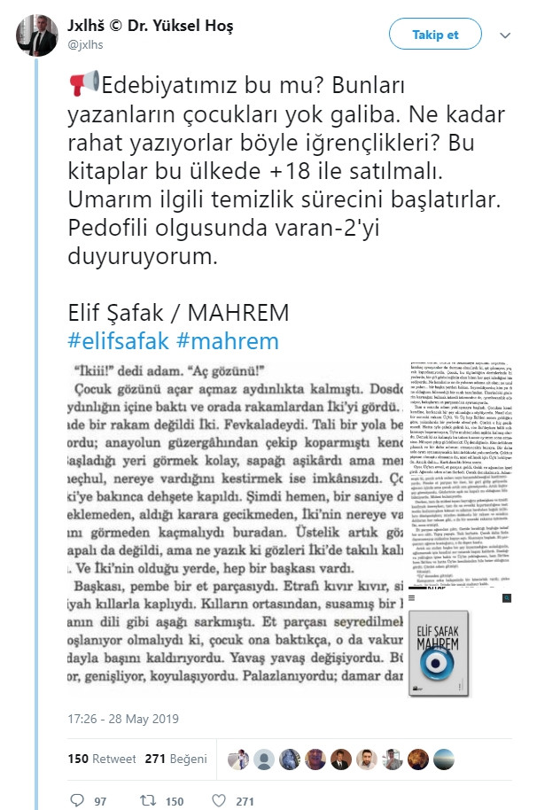 Once Abdullah Sevki Simdi De Elif Safak Mahrem Kitabina Tepki Yagiyor Guncel